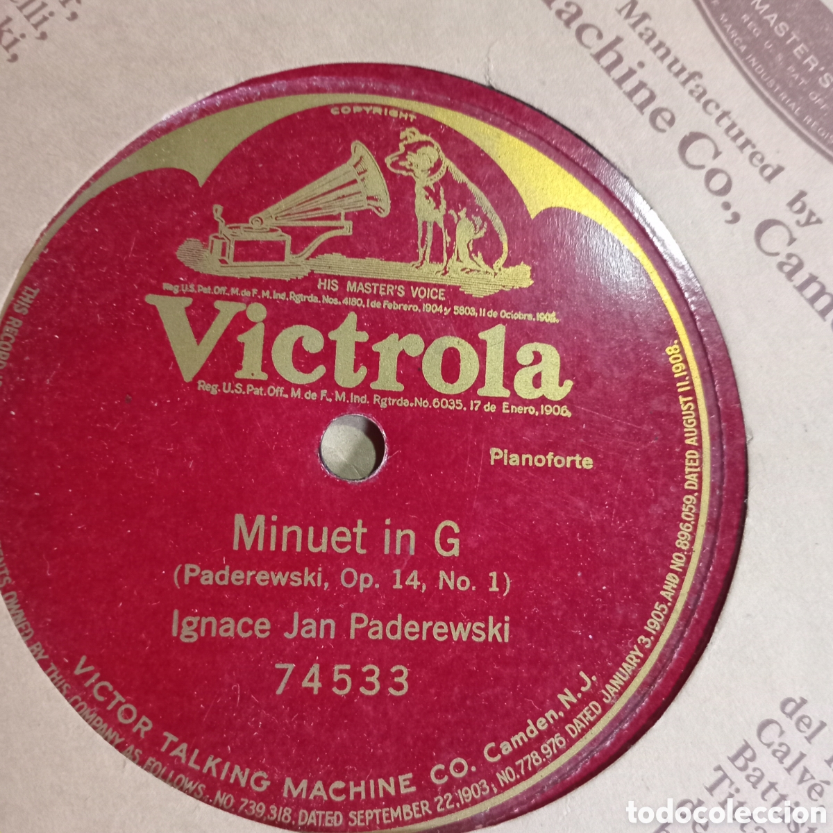 Discos de pizarra: Artista: Ignace Jan Paderewski ​Obra: Minuet in G (Paderewski, Op. 14, No. 1) ​Instrumento / G&eacute;ner