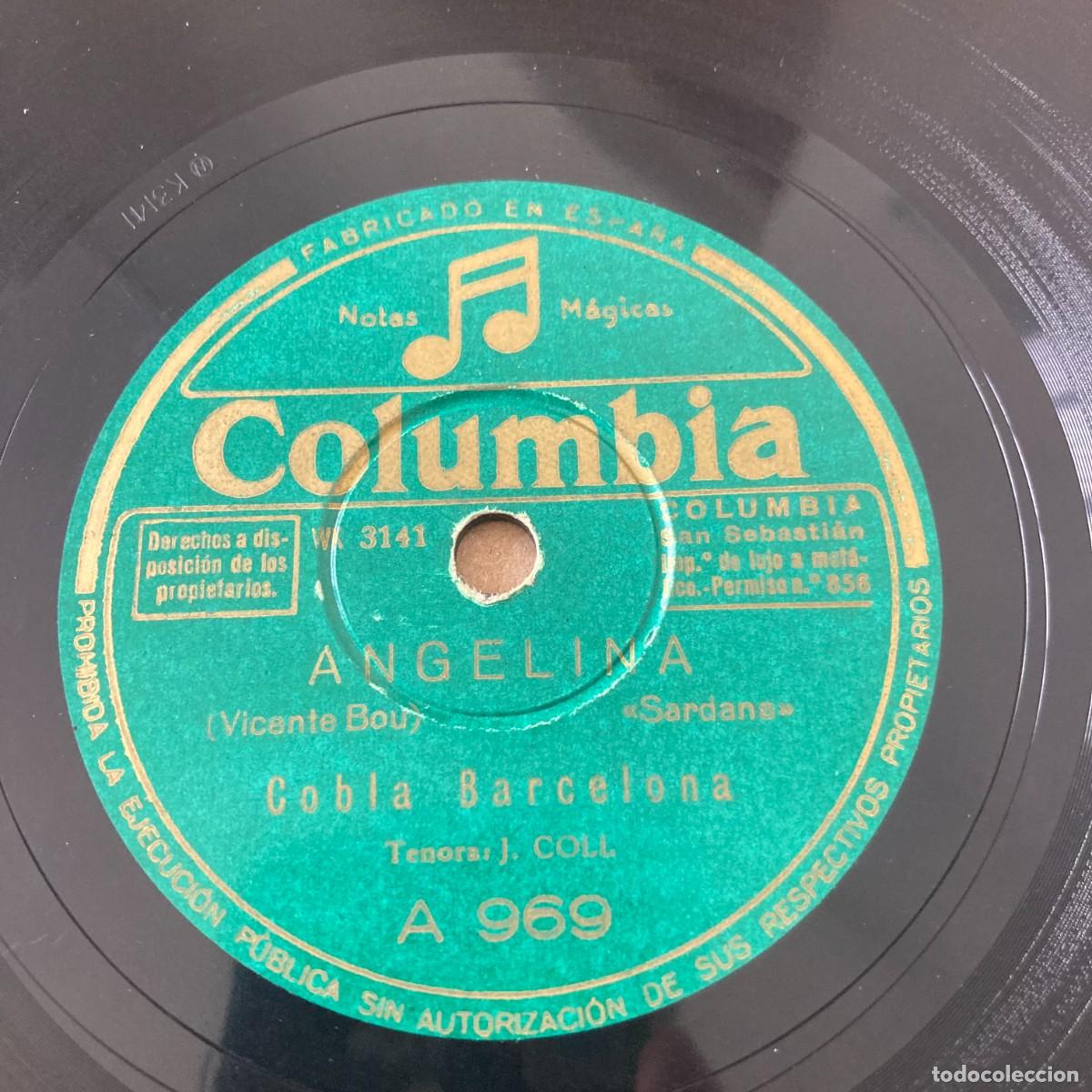 Discos de pizarra: VINILO PIZARRA 78RPM ANGELINA VICENTE BOU, COBLA BARCELONA, J. COLL, COLUMBIA A969