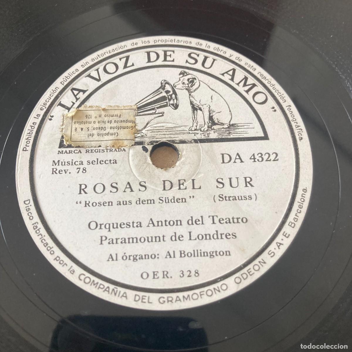 Discos de pizarra: VINILO PIZARRA 78RPM ROSAS DEL SUR ROSEN AUS DEM S&Uuml;DEN STRAUSS ORQUESTA ANTON DEL TEATRO PARAMOUNT