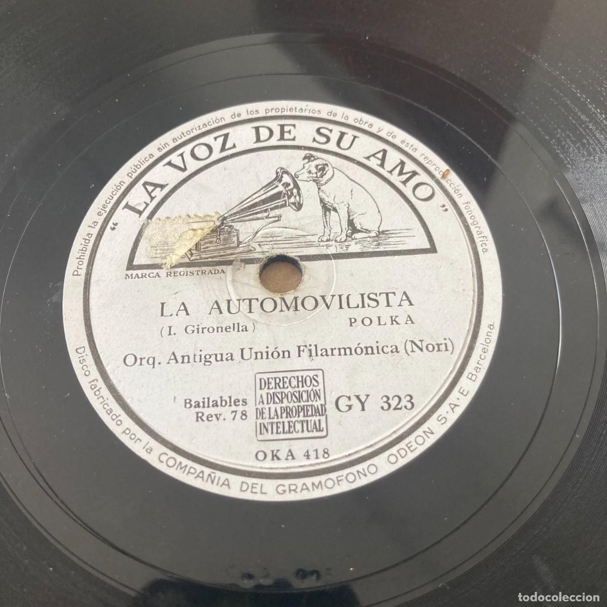 Discos de pizarra: VINILO PIZARRA 78RPM LA AUTOMOVILISTA POLKA, GIRONELLA, ORQ. ANTIGUA UNION FILARM&Oacute;NICA NORI