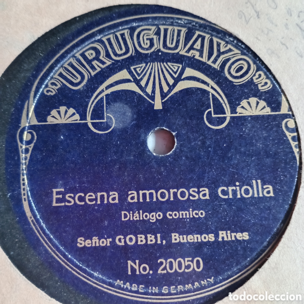 Discos de pizarra: Descripci&oacute;n del lote: ​Disco de pizarra / piedra de 78 RPM del sello &rdquo;URUGUAYO&rdquo; (fabricado en Alema