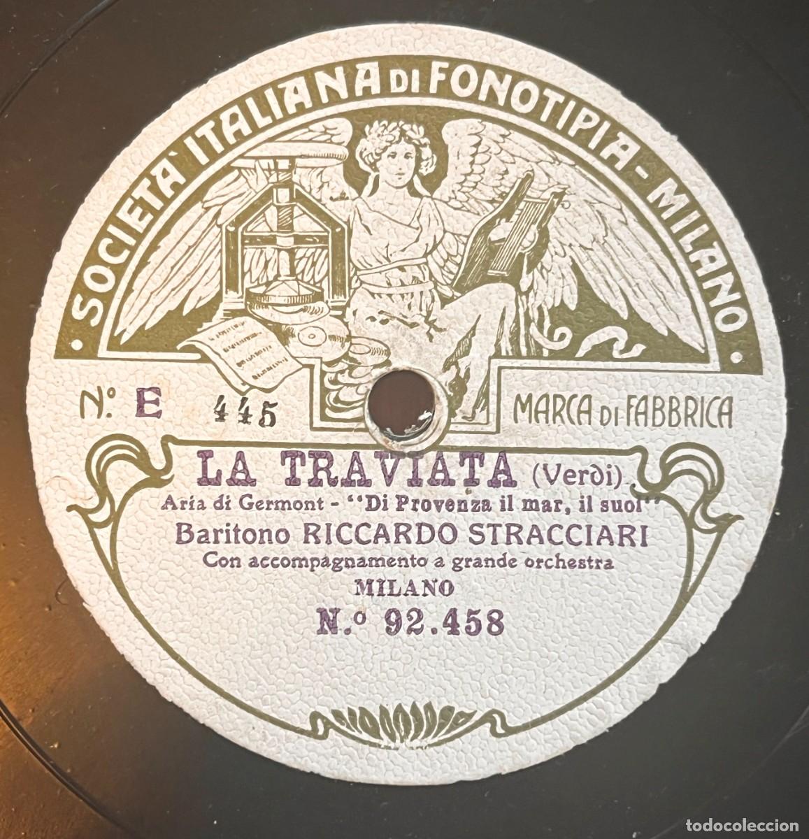 Discos de pizarra: Riccardo Stracciari (bar&iacute;tono), Sello: Fonotipia, N&uacute;mero de cat&aacute;logo: 92458 / 92459, Di Provenza il