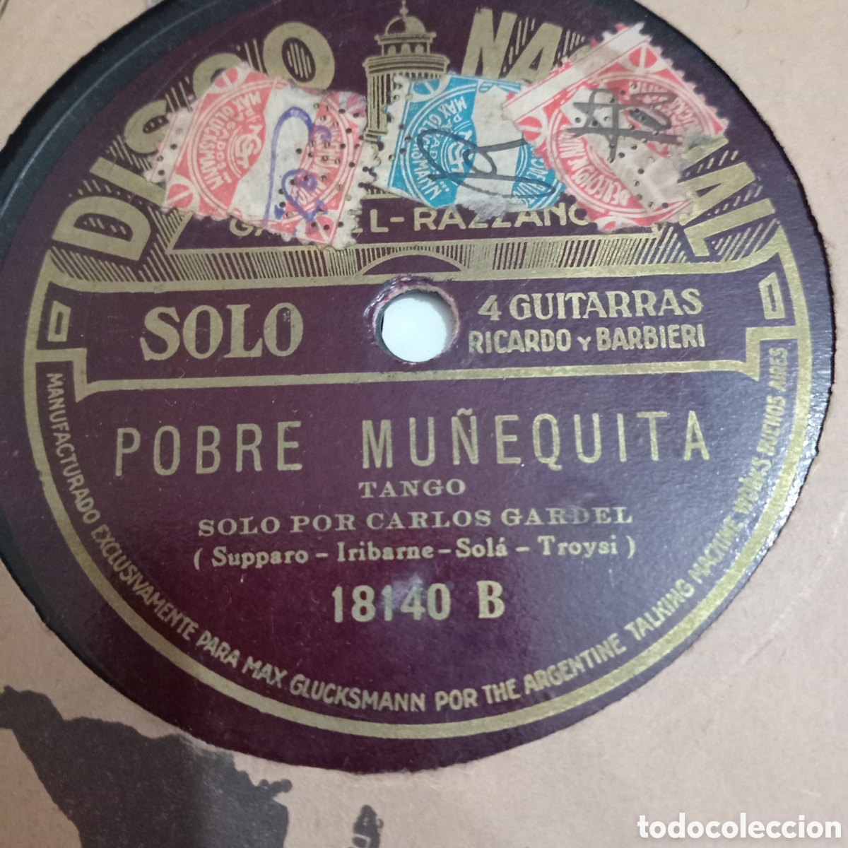 Discos de pizarra: Lote X3 Discos 78 RPM Carlos Gardel - Colecci&oacute;n Hist&oacute;rica (Pobre Mu&ntilde;equita, Milonguera, Mis Flores N