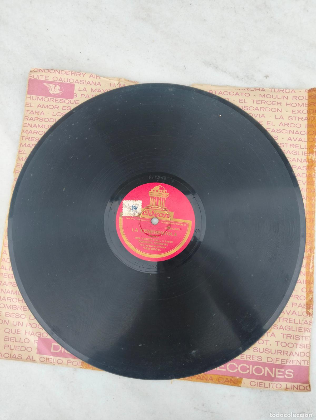 Disques en gomme-laque: Odeon la cenerentola rossini conchita supervia aria y rond&oacute; disco de pizarra antiguo