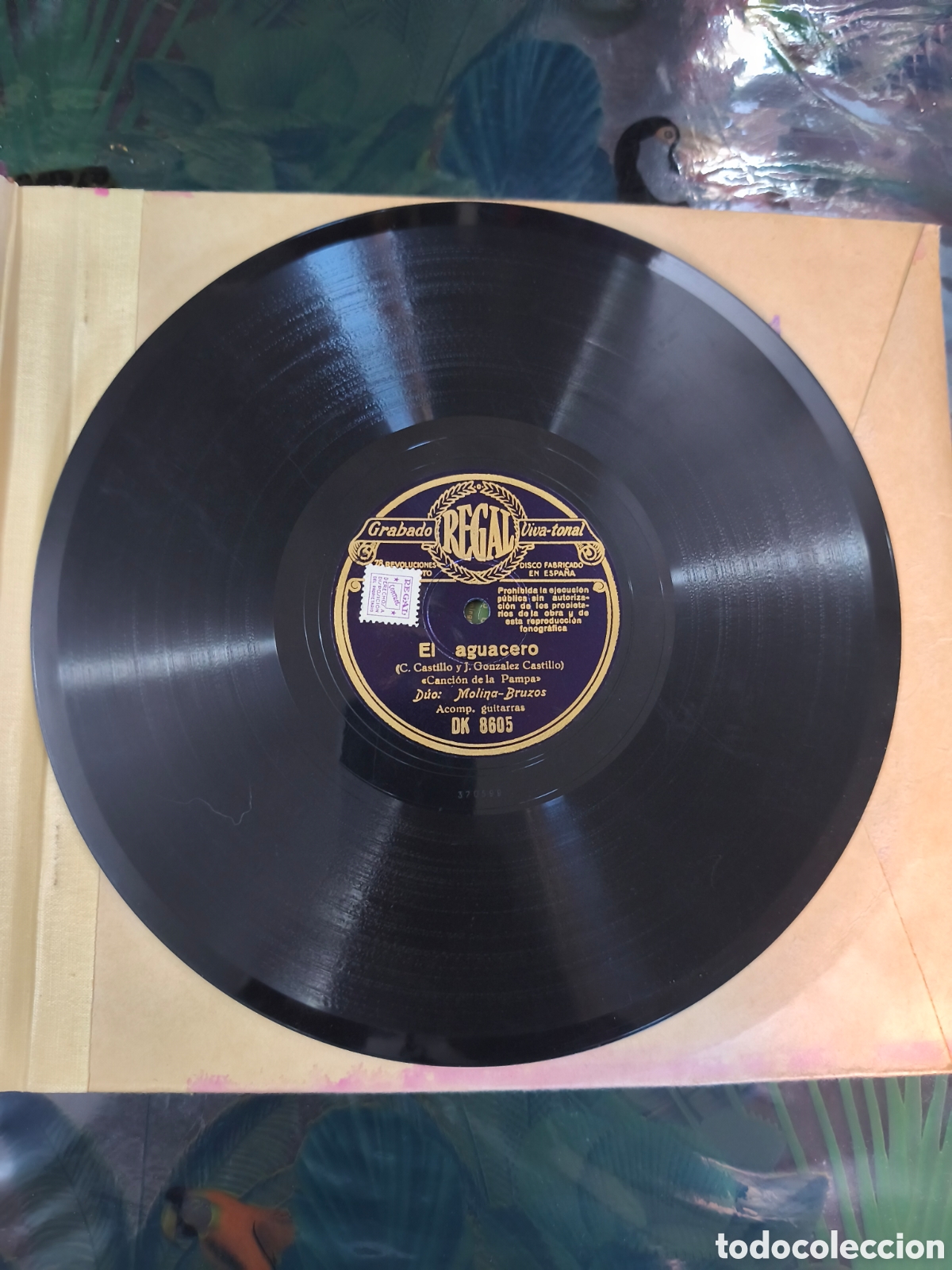 Discos de pizarra: Disco de pizarra El &uacute;ltimo paria/El aguacero (A. Molina y Vazquez Riese)