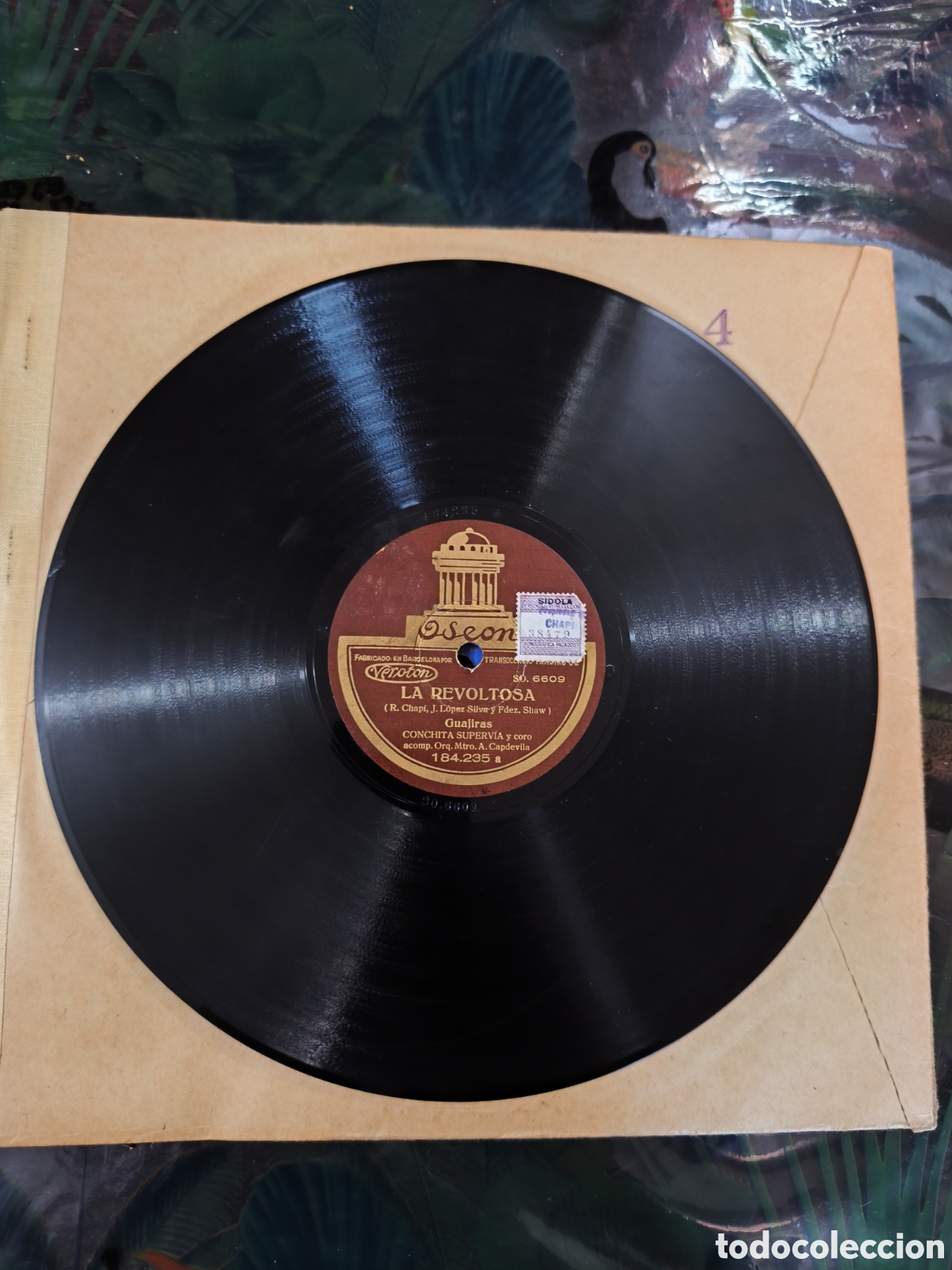 Discos de pizarra: Disco de pizarra La revoltosa/ La paloma . Conchita superv&iacute;a