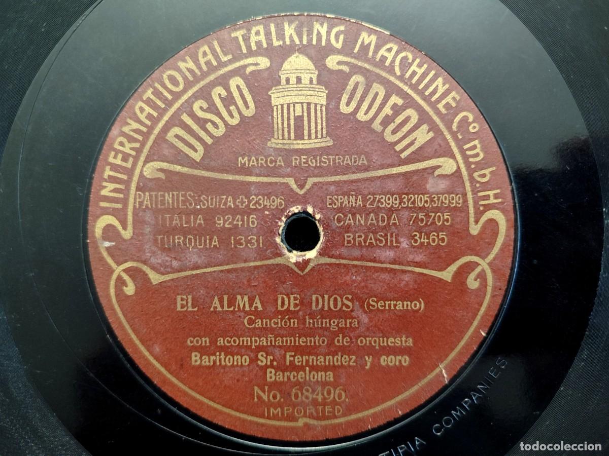 Discos de pizarra: ALMA DE DIOS. TIPLE. STA. GUILLEN, TENOR. SR. VIDAL, BAR&Iacute;TONO SR, FERN&Aacute;NDEZ. DISCO ODEON 68325-68496