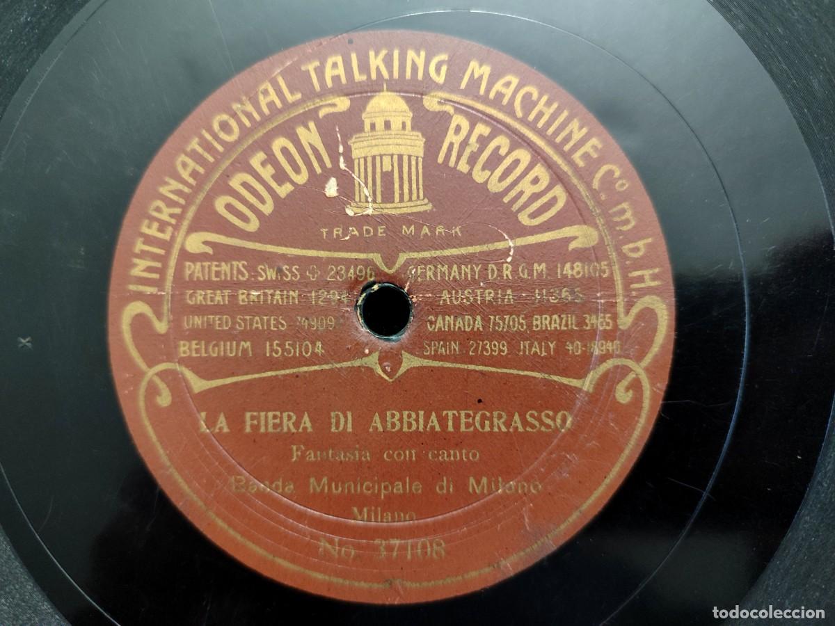 Discos de pizarra: BANDA MUNICIPALE DI MILANO. LA FIERA DI ABBIATEGRASSO &ndash; IL CARNEVALE DI VENEZIA. ODEON RECORD 37074
