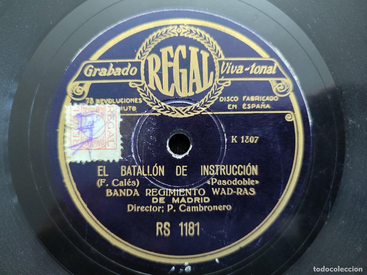 Discos de pizarra: BANDA REGIMIENTO WAD-RAS MADRID. FLOR DE VERBENA. EL BATALL&Oacute;N DE INSTRUCCI&Oacute;N. DISCO REGAL RS-1181