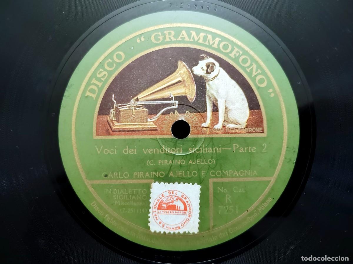 Discos de pizarra: CARLO PIRAINO AJELLO. VOCI DEI VENDITORI SICILIANO. ETNOGRAF&Iacute;A, VOCES DE LA CALLE. DISCO GRAMOFONO R
