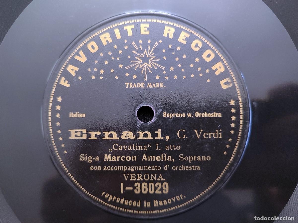 Discos de pizarra: ERNANI &ndash; UN BALLO IN MASCHERA. AMELIA MARCON FAVORITE RECORD I-36029 &ndash; 1-36028