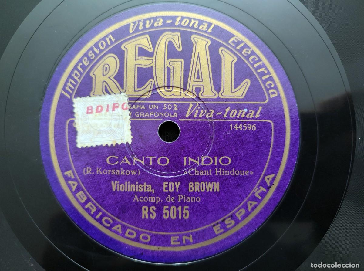 Discos de pizarra: HIMNO AL SOL &ndash; CANTO INDIO. R. KORSAKOW. VIOLINISTA EDY BROWN y PIANO. REGAL RS5015