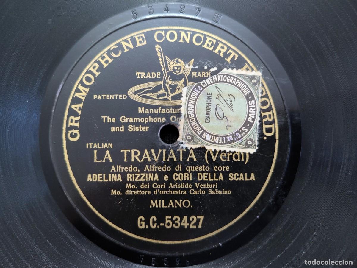 Discos de pizarra: LA TRAVIATA. A. RIZZINA Y CORO DELLA SCALA. GRAMOPHONE CONCERT RECORD G.C. 50508-53427