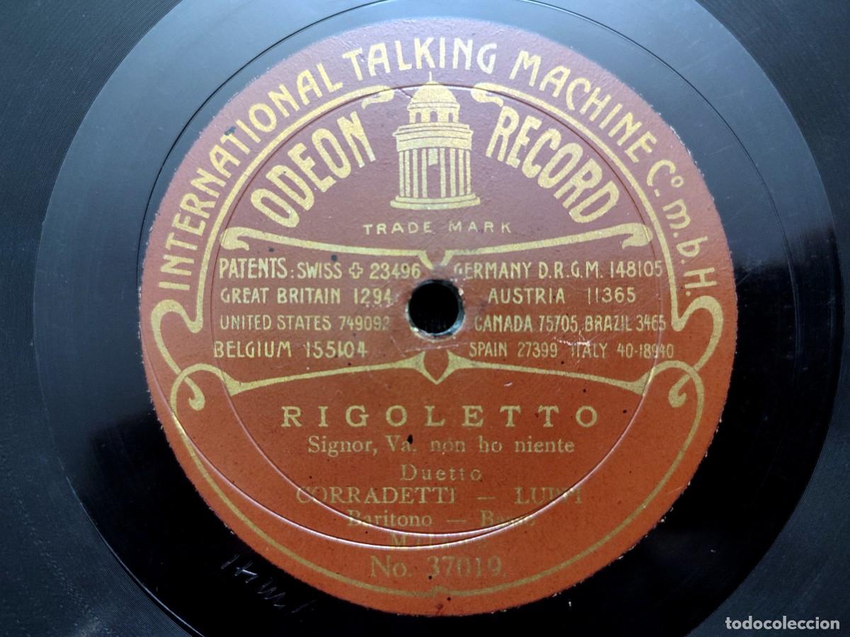 Discos de pizarra: RIGOLETTO. QUESTA O QUELLA. E. VENTURA - F. CORRADETTI - O. LUPPI. ODEON RECORD 37016/37019