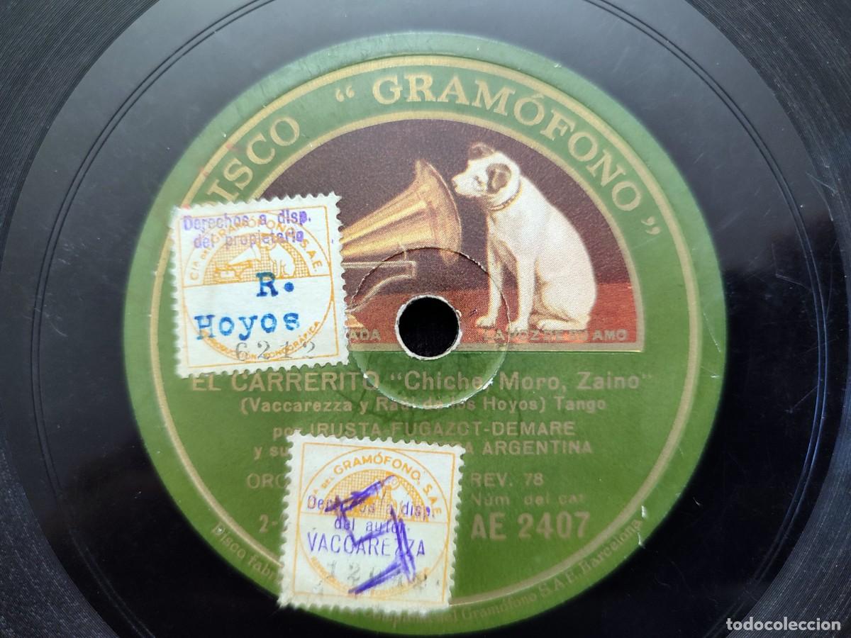 Discos de pizarra: TRIO ARGENTINO IRUSTA-FUGAZOT-DEMARE. EL CARRERITO &ndash; EL CHAMUYO. TANGOS. GRAMOFONO AE2407