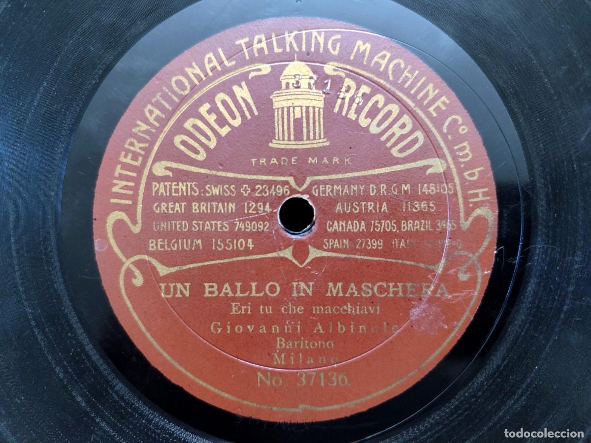 Discos de pizarra: UN BALLO IN MASCHERA. GIOVANNI ALBINOLO &ndash; ARTURO CECHI Y CORO. ODEON RECORD 37008/37136