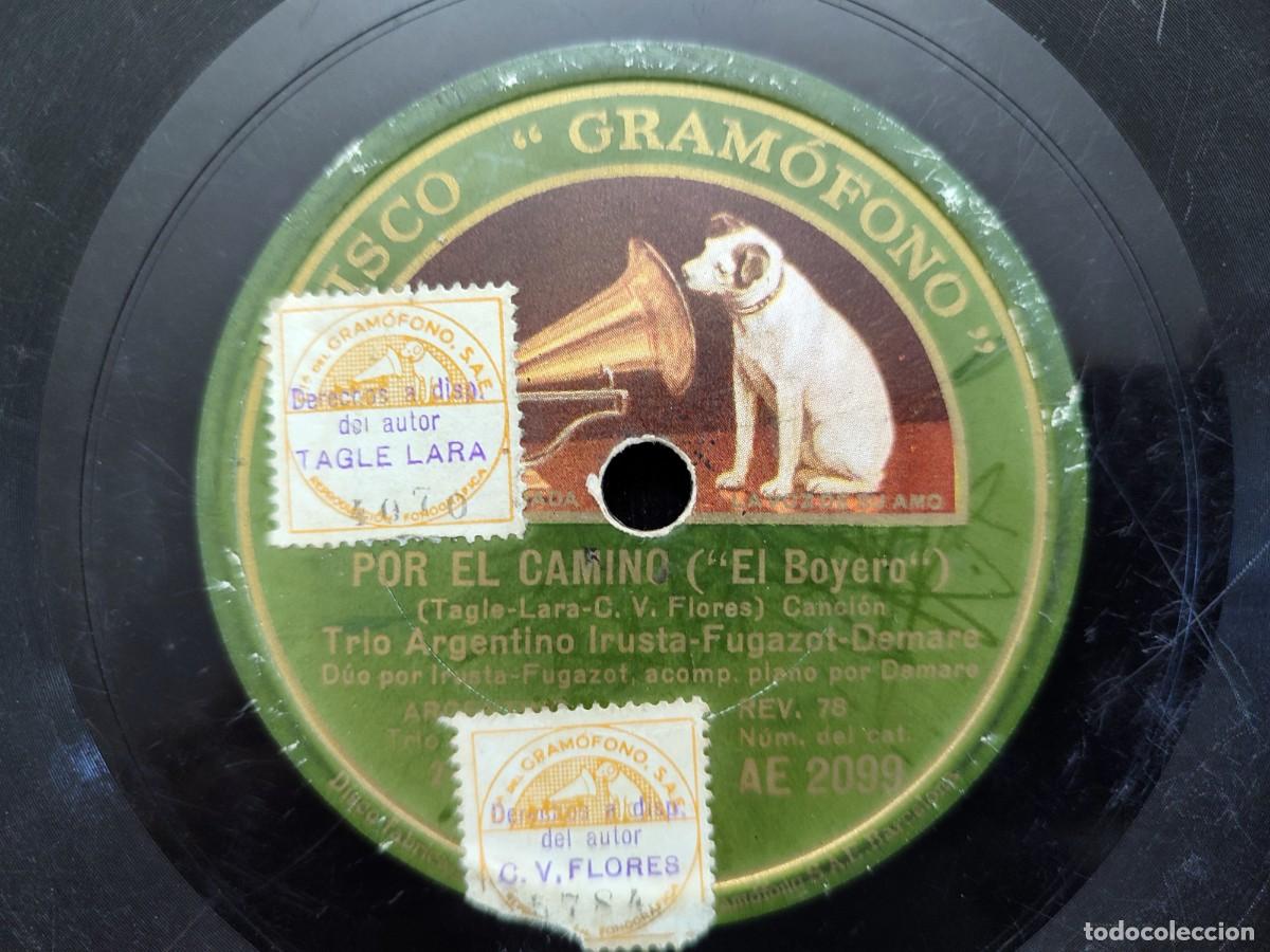 Discos de pizarra: TRIO ARGENTINO IRUSTA-FUGAZOT-DEMARE. SORBOS AMARGOS &ndash; POR EL CAMINO. TANGOS. GRAMOFONO AE2099