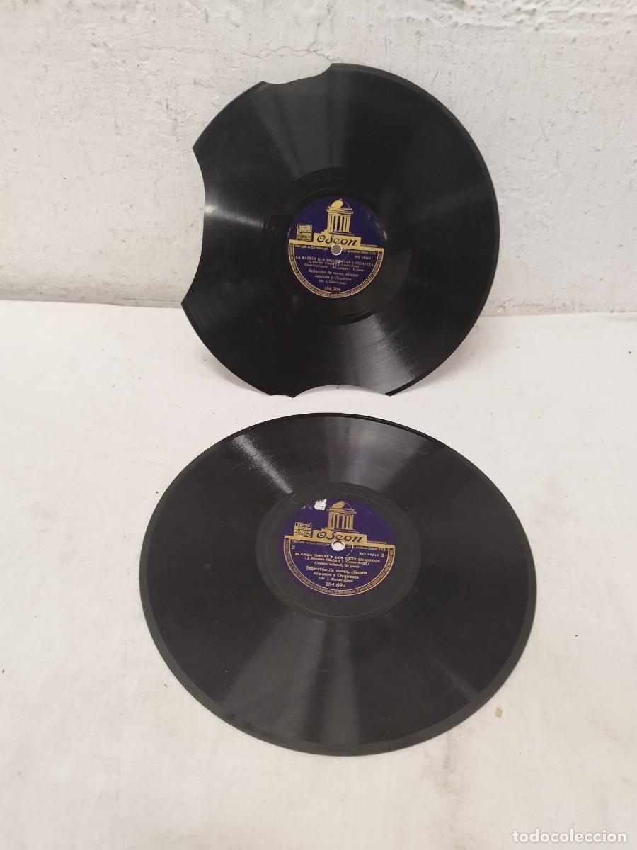 Discos de pizarra: Lote de 2 Discos de Pizarra 78 RPM Sello Ode&oacute;n - La rateta y Blancanieves. Como se ven en las fotos