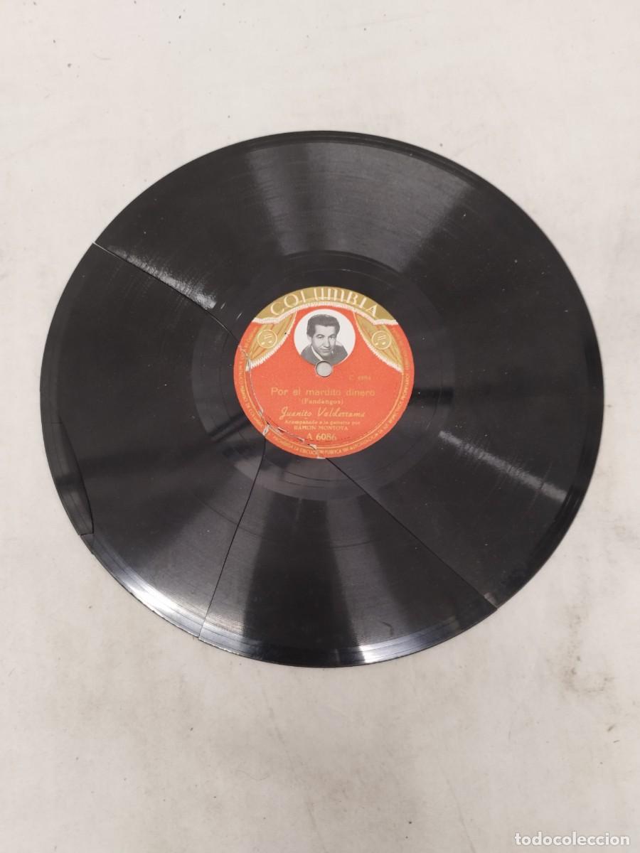 Discos de pizarra: Disco de pizarra roto Juanito Valderrama - Columbia 78 RPM (Solo para decoraci&oacute;n / Manualidades).