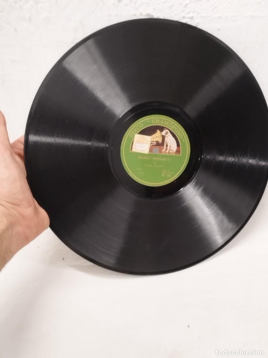 Discos de pizarra: Antiguo Disco de Pizarra 78 RPM Sello Disco Gram&oacute;fono Etiqueta Verde La Dolores Jotas Miguel Fleta.