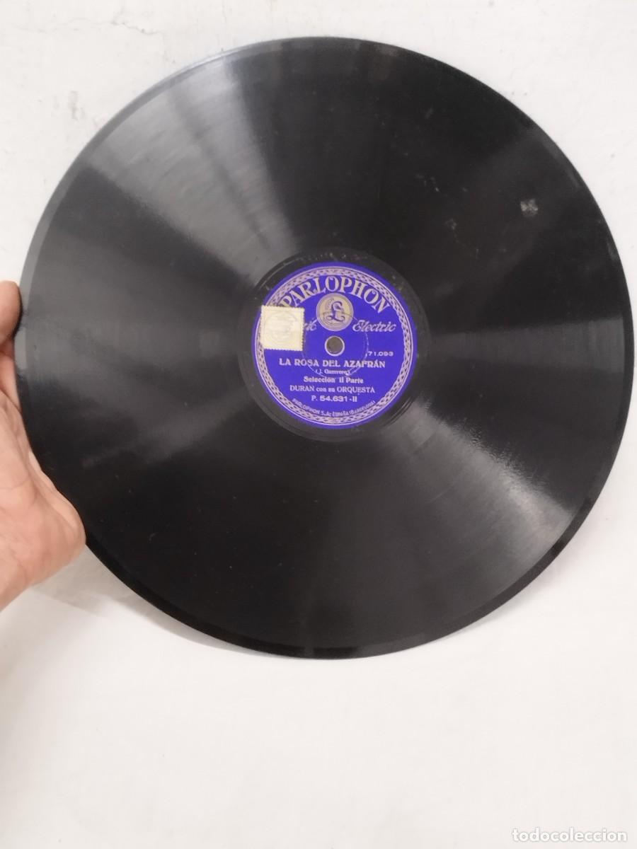 Discos de pizarra: Antiguo Disco de Pizarra 78 RPM Parlophon P. 54.631-II - La Rosa del Azafr&aacute;n (Zarzuela) - Dur&aacute;n.