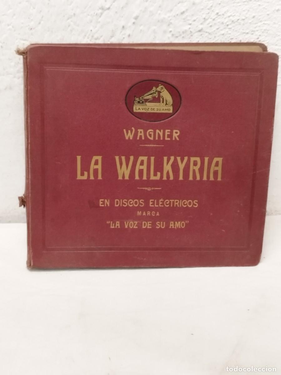 Discos de pizarra: &Aacute;lbum Antiguo de 14 Discos de Pizarra 78 RPM La Walkyria Wagner. Sello La Voz de Su Amo 3 con rotura