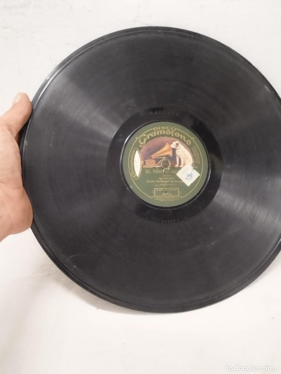 Discos de pizarra: Antiguo Disco de pizarra 78 RPM Banda Municipal de Barcelona. El Ebro Vals-jota. Gram&oacute;fono 02300076.