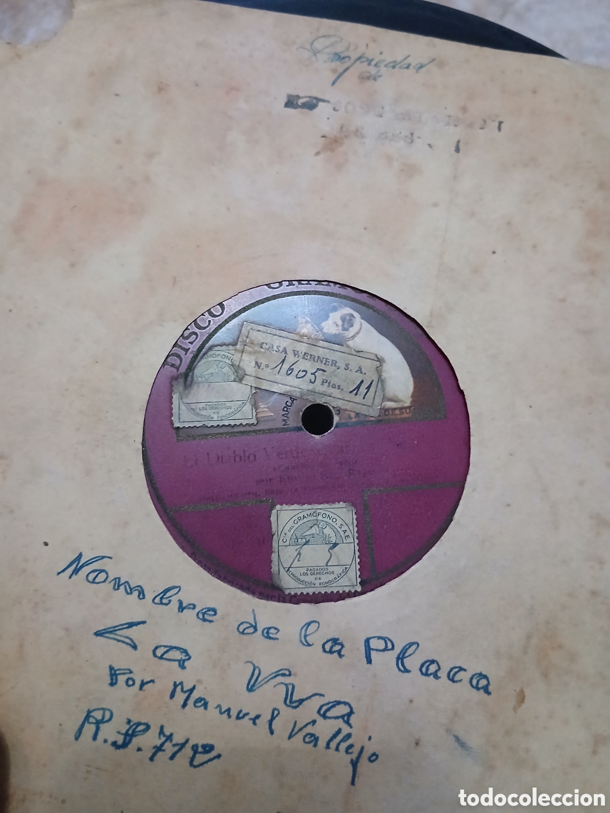 Discos de pizarra: 3 discos de pizarra 78rpm - Foto 9