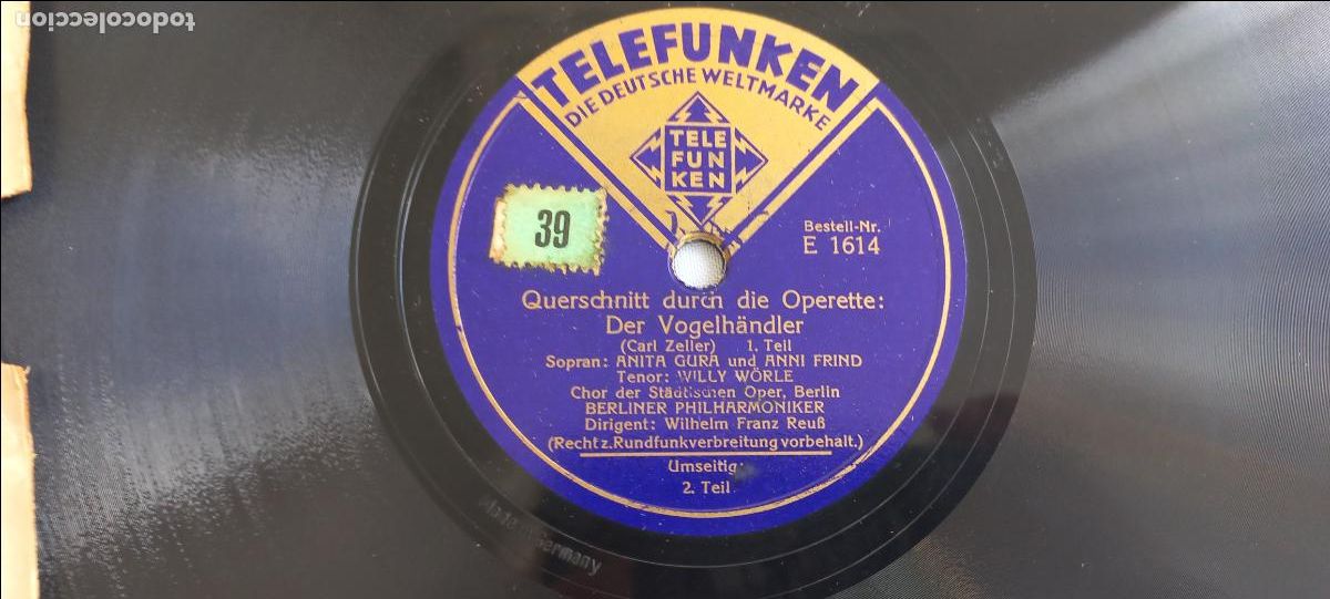 Discos de pizarra: Querschnitt Durch Die Operette Der Vogelh&auml;ndler Carl Zeller Gura Frind Willy W&ouml;rle Telefunken E 1614