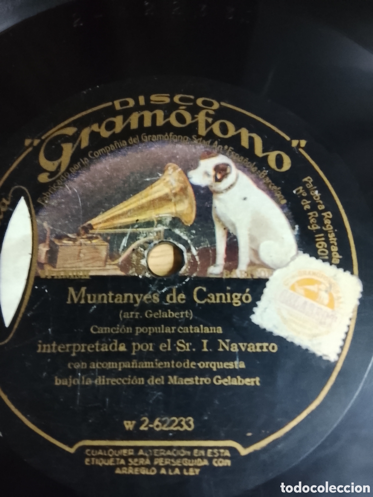 Discos de pizarra: Disco de pizarra els segadors por Inocencio Navarro y coro