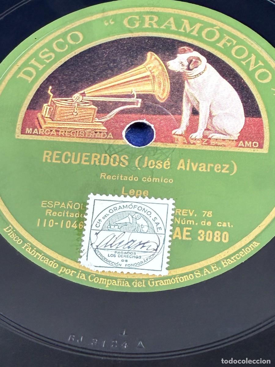 Discos de pizarra: Disco de pizarra. Lepe Cuentos Alemanes / Recuerdos. Gram&oacute;fono. AE 3080 78 rpm La voz de su Amo