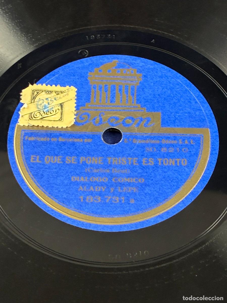 Disques en gomme-laque: Disco de pizarra Alady y Lepe. El que se pone triste es tonto / Ganseando. Ode&oacute;n 183731