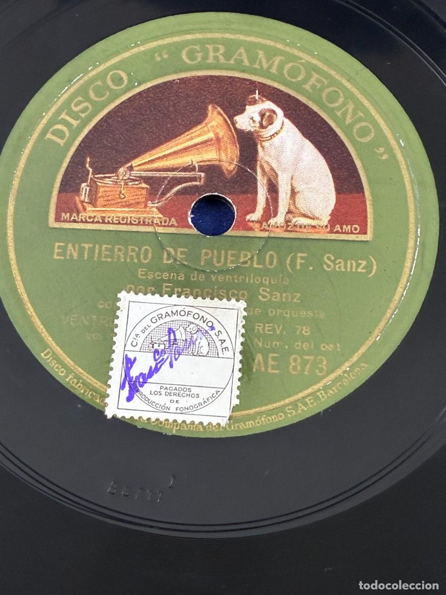 Discos de pizarra: Disco de pizarra Francisco Sanz. Entierro de Pueblo / El Borracho Mitinguero. 1923 AE 873 La voz