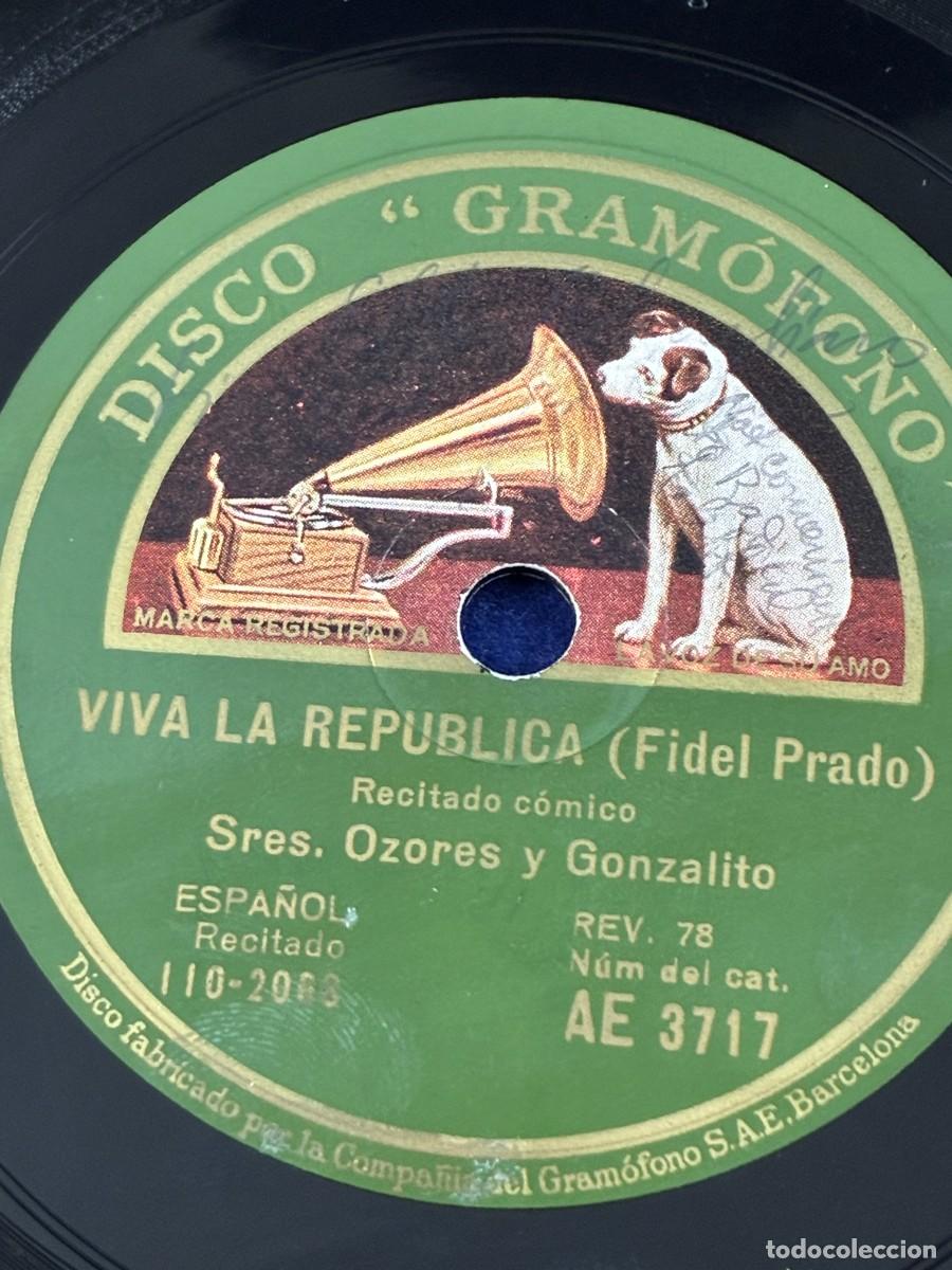 Discos de pizarra: Disco de pizarra Ozores y Gonzalito. Viva la Rep&uacute;blica / Cambio de R&eacute;gimen. 1931 La voz AE 3717