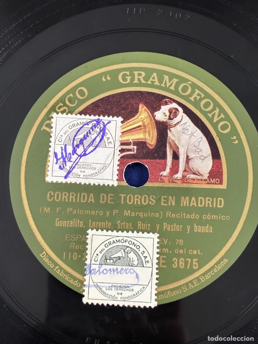 Discos de pizarra: Disco de pizarra Gonzalito y Lorente. Corrida de toros / Fuente de vecindad. 1931 La voz AE 3675