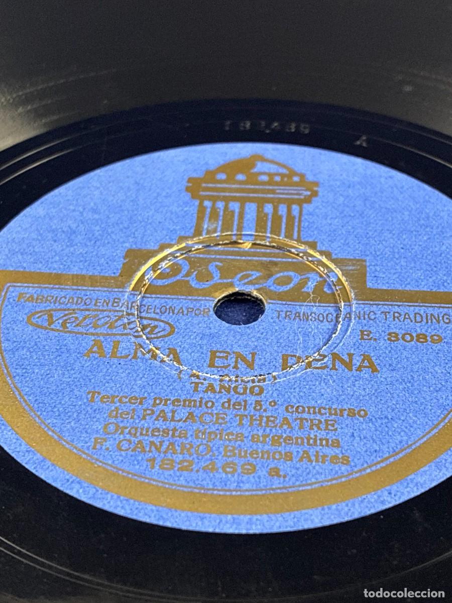 Discos de pizarra: Disco pizarra Francisco Canaro. Alma en Pena / Piedad. Tango Ode&oacute;n 182469. 1928