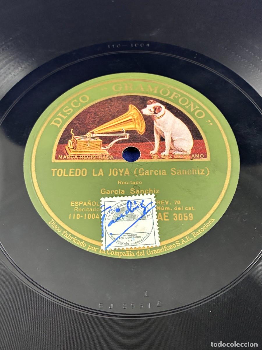 Discos de pizarra: Disco de pizarra Federico Garc&iacute;a Sanchiz. Toledo la joya / A la luna de Valencia. AE 3059 La voz