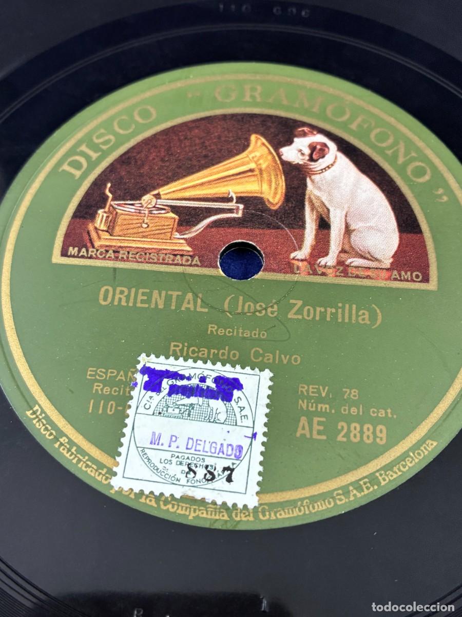 Discos de pizarra: Disco de pizarra Ricardo Calvo. Oriental de Zorrilla / Sonatina de Rub&eacute;n Dar&iacute;o. AE 2889