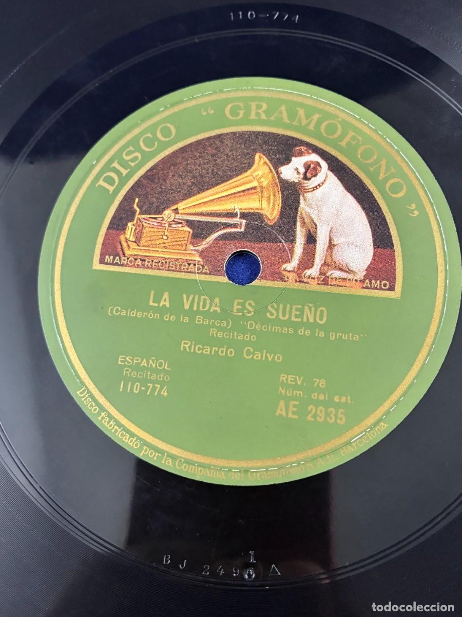 Discos de pizarra: Disco pizarra Ricardo Calvo. La vida es sue&ntilde;o. Calder&oacute;n de la Barca. Gram&oacute;fono AE 2935 La voz