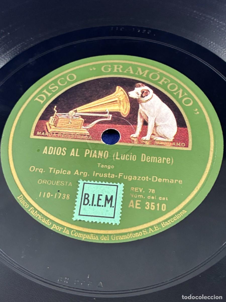 Discos de pizarra: Disco de pizarra Irusta-Fugazot-Demare. Adi&oacute;s al piano / Mi compa&ntilde;era. Gram&oacute;fono AE 3510