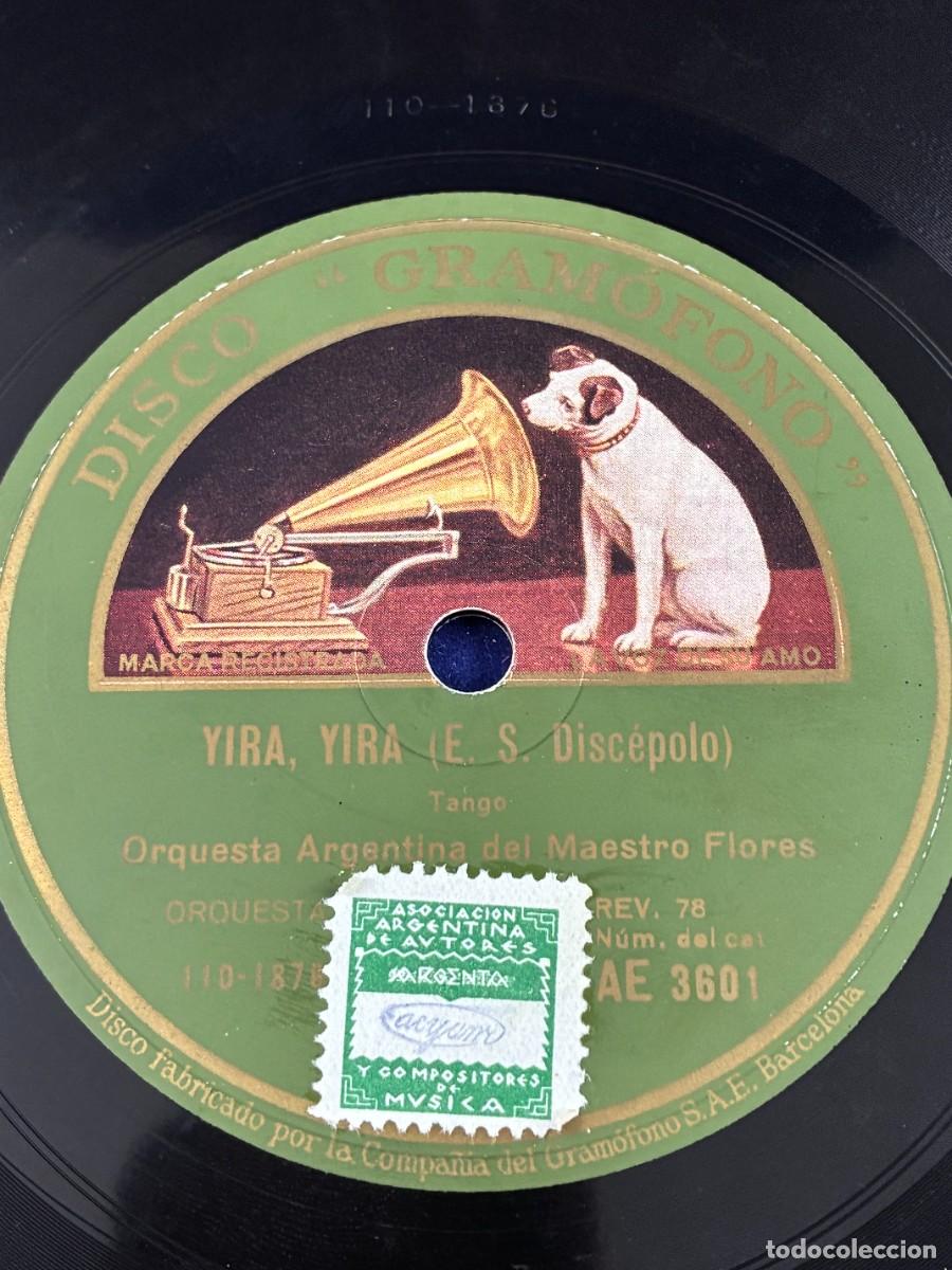 Discos de pizarra: Disco pizarra Yira Yira / Llorando en el and&eacute;n. Maestro Flores. Gram&oacute;fono AE 3601. 1931