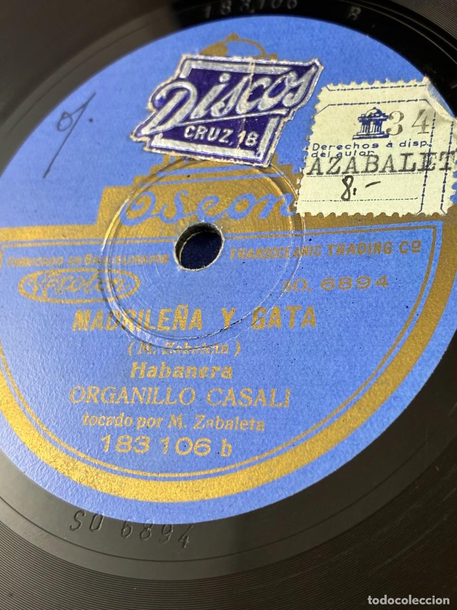 Discos de pizarra: Disco de Pizarra. Vaya Schotis / Madrile&ntilde;a y Gata. Organillo Casali. Odeon 183106