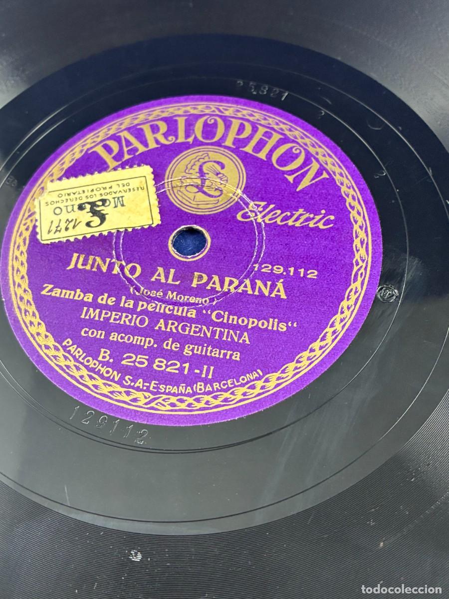 Discos de pizarra: Disco Pizarra. Imperio Argentina. Junto al Paran&aacute; / Dorita. Cin&oacute;polis. Parlophon 25821