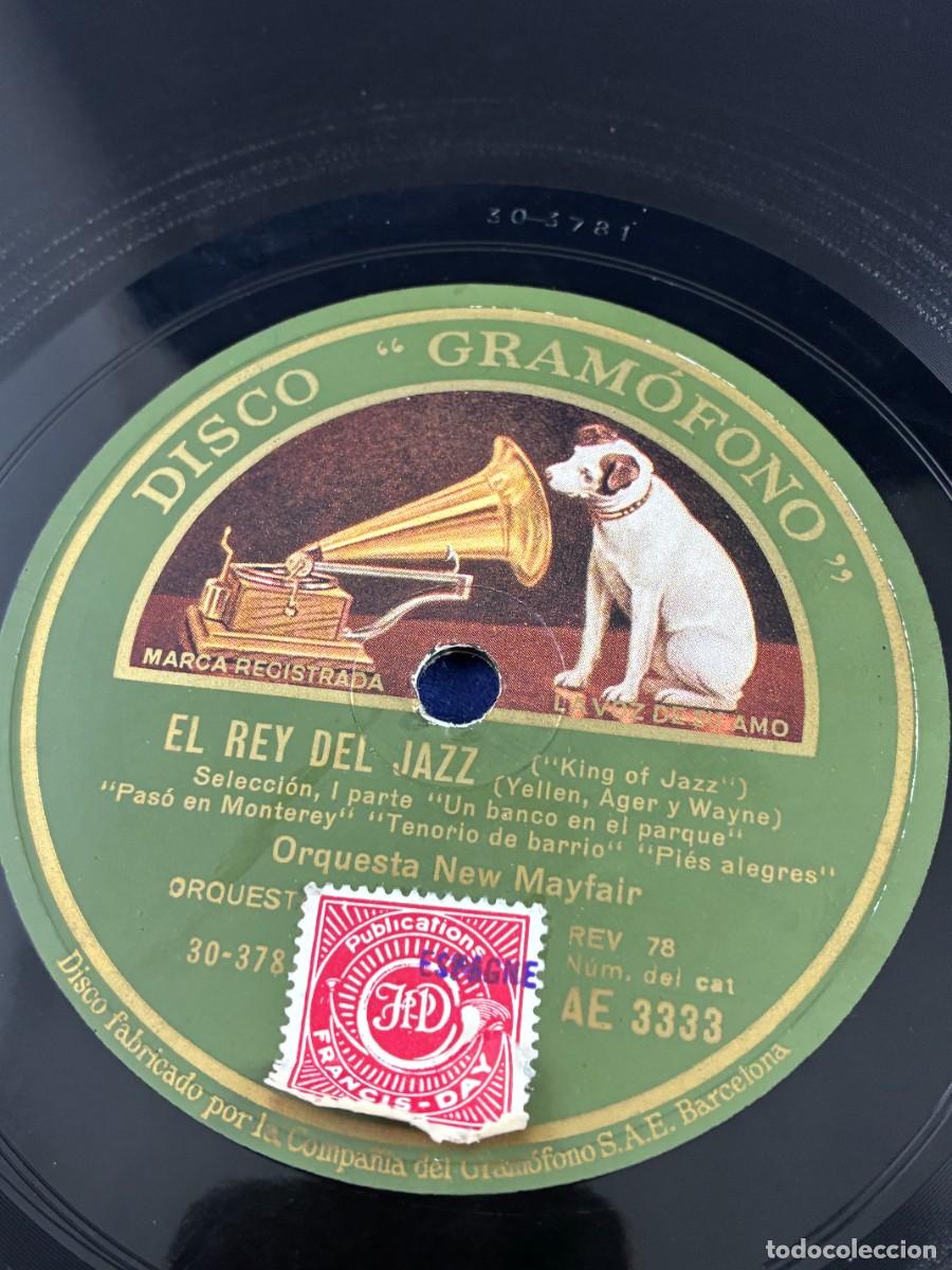 Discos de pizarra: Disco Pizarra El Rey del Jazz. Orquesta New Mayfair. Gram&oacute;fono AE 3333. A&ntilde;os 30