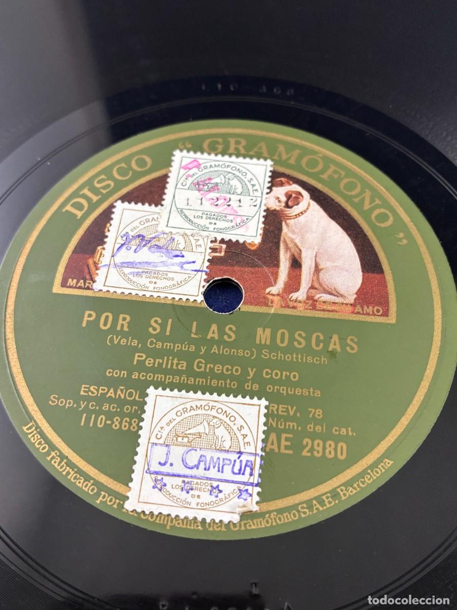 Discos de pizarra: DISCO PIZARRA 78 RPM PERLITA GRECO Y BRETA&Ntilde;O. POR SI LAS MOSCAS. GRAM&Oacute;FONO AE 2980