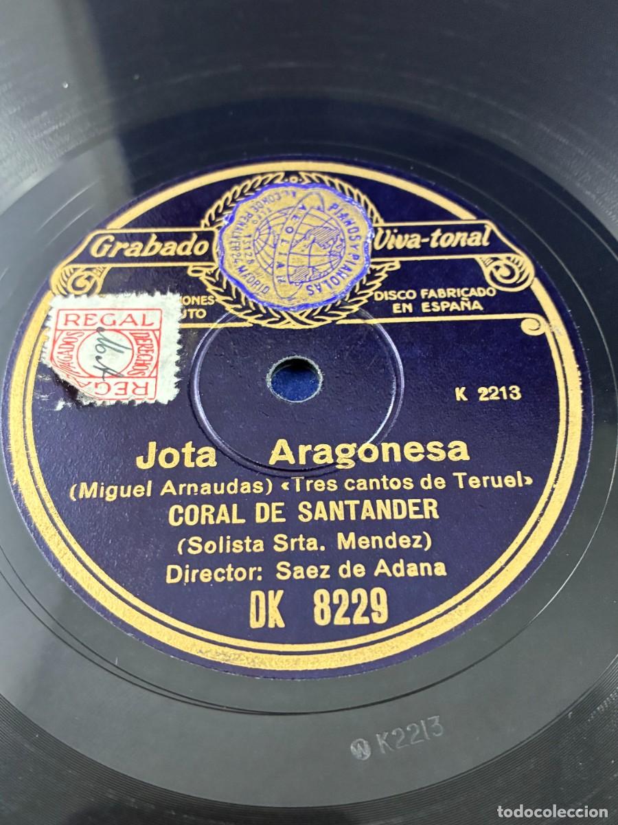 Discos de pizarra: DISCO PIZARRA 78 RPM JOTA ARAGONESA. CORAL DE SANTANDER. MIGUEL ARNAUDAS. REGAL DK 8229