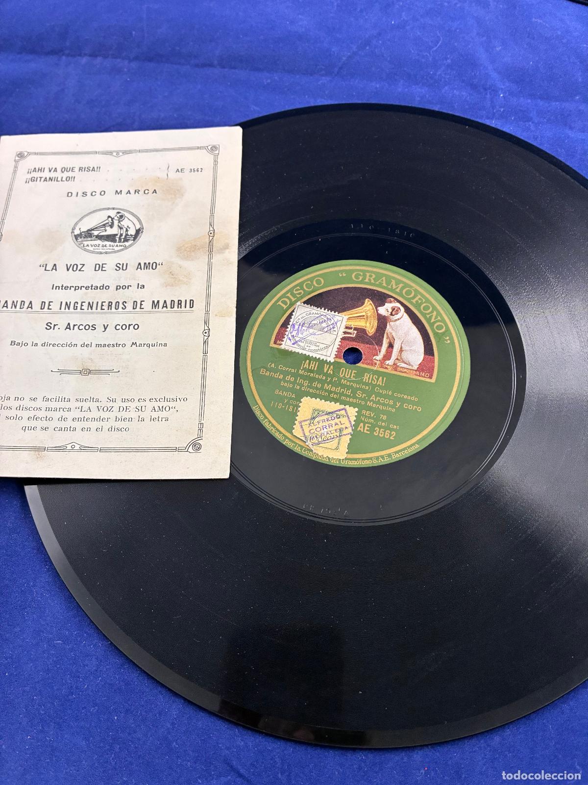 Discos de pizarra: Disco Pizarra 78 RPM 1931 Gram&oacute;fono AE 3562 Banda Ingenieros Marquina + Folleto Original La Voz de s