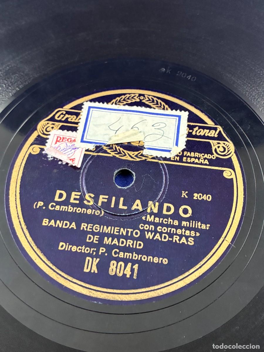 Discos de pizarra: Disco Pizarra 78 RPM 1930 Banda Regimiento Wad-Ras Madrid Desfilando Artemisa DK 8041 Regal