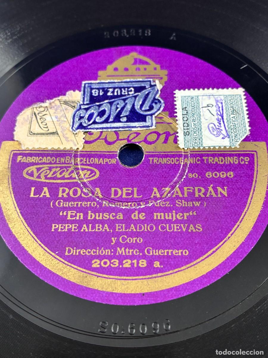 Discos de pizarra: Disco Pizarra 78 RPM La Rosa del Azafr&aacute;n 1930 Ode&oacute;n 203218 Jacinto Guerrero Zarzuela