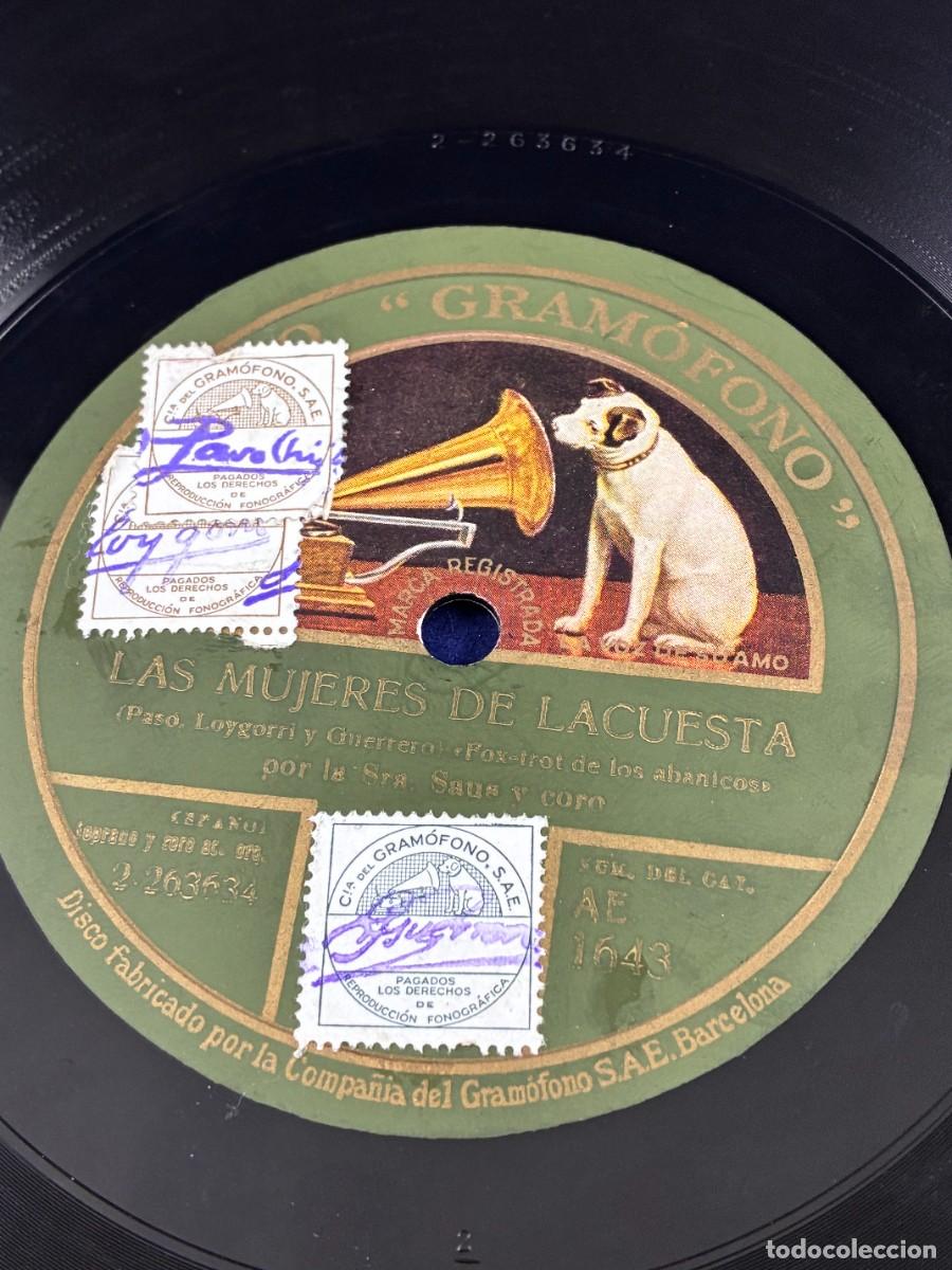 Discos de pizarra: Disco Pizarra Las Mujeres de Lacuesta 1926 Guerrero Charleston Fox Trot Gram&oacute;fono AE 1643